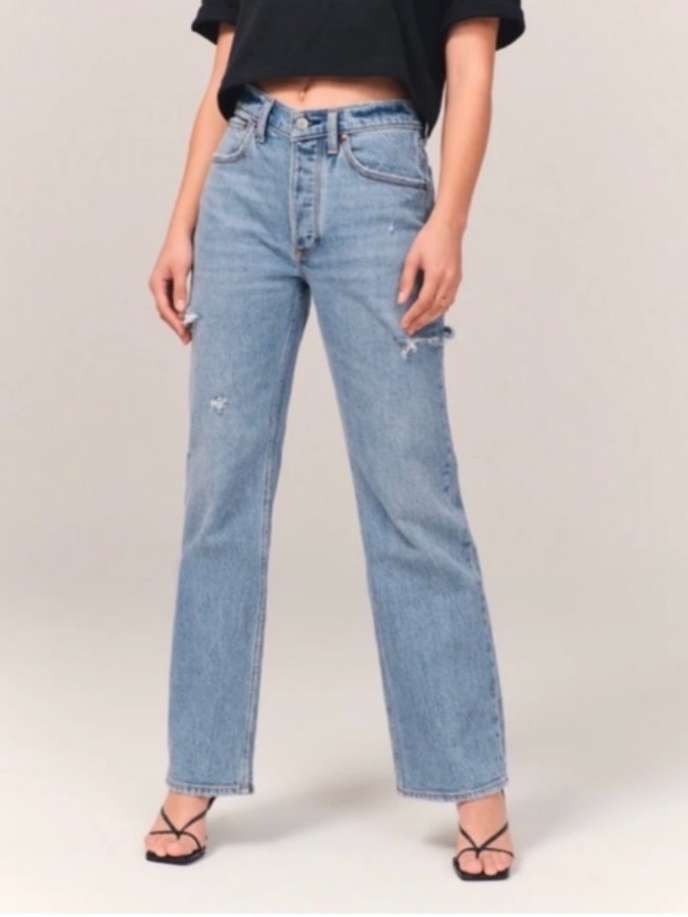 abercrombie the 90s baggy low rise jeans with side leg rips